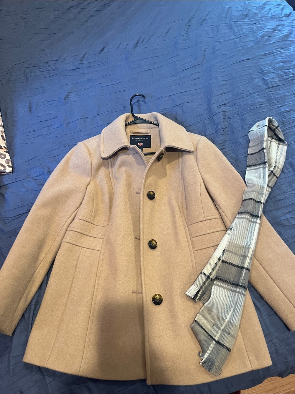 London Fog Tan Wool-Blend Pea Coat